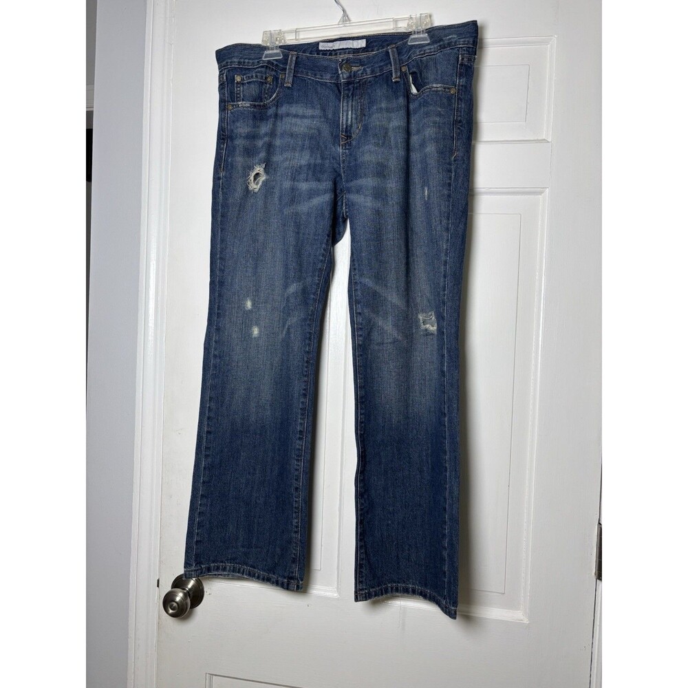 Old Navy Original Mid-Rise Wide-Leg Distressed Jeans Women’s 14